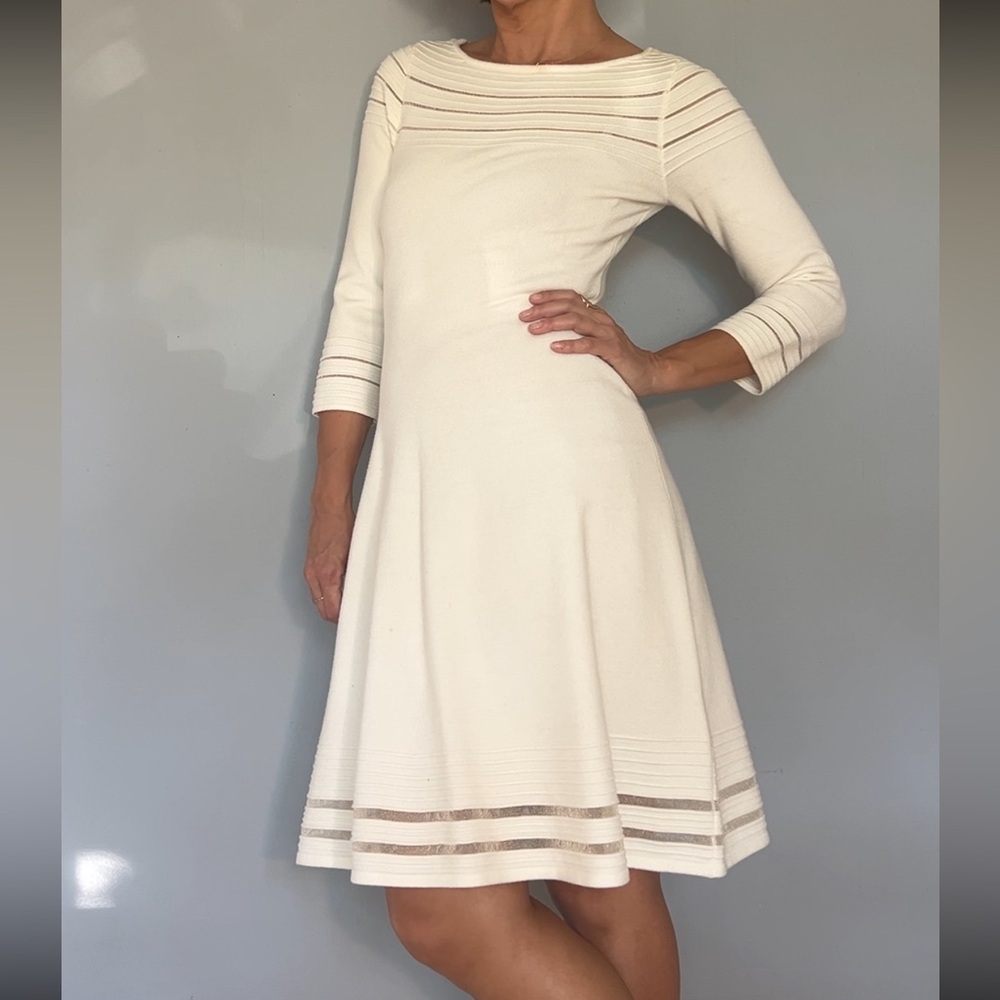 Jessica Howard Ivy  3/4 sleeve sweater dress with sheer details